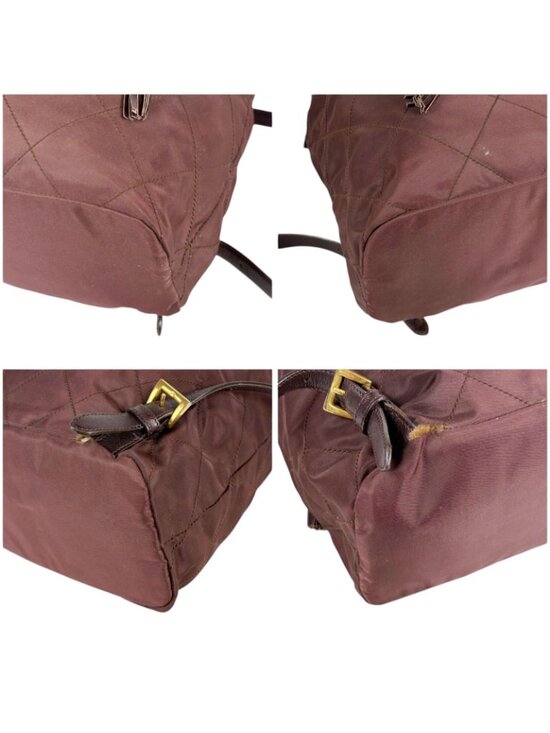 Prada Quilted Processing Tassel Charm Backpack Tessuto Nylon Wine Red